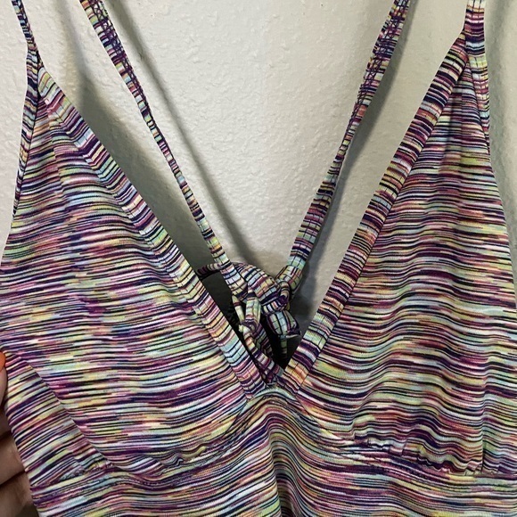 Athleta Women's Rainbow Space Dye Multi Marled Lace Up Mini Dress Size S - Picture 6 of 7